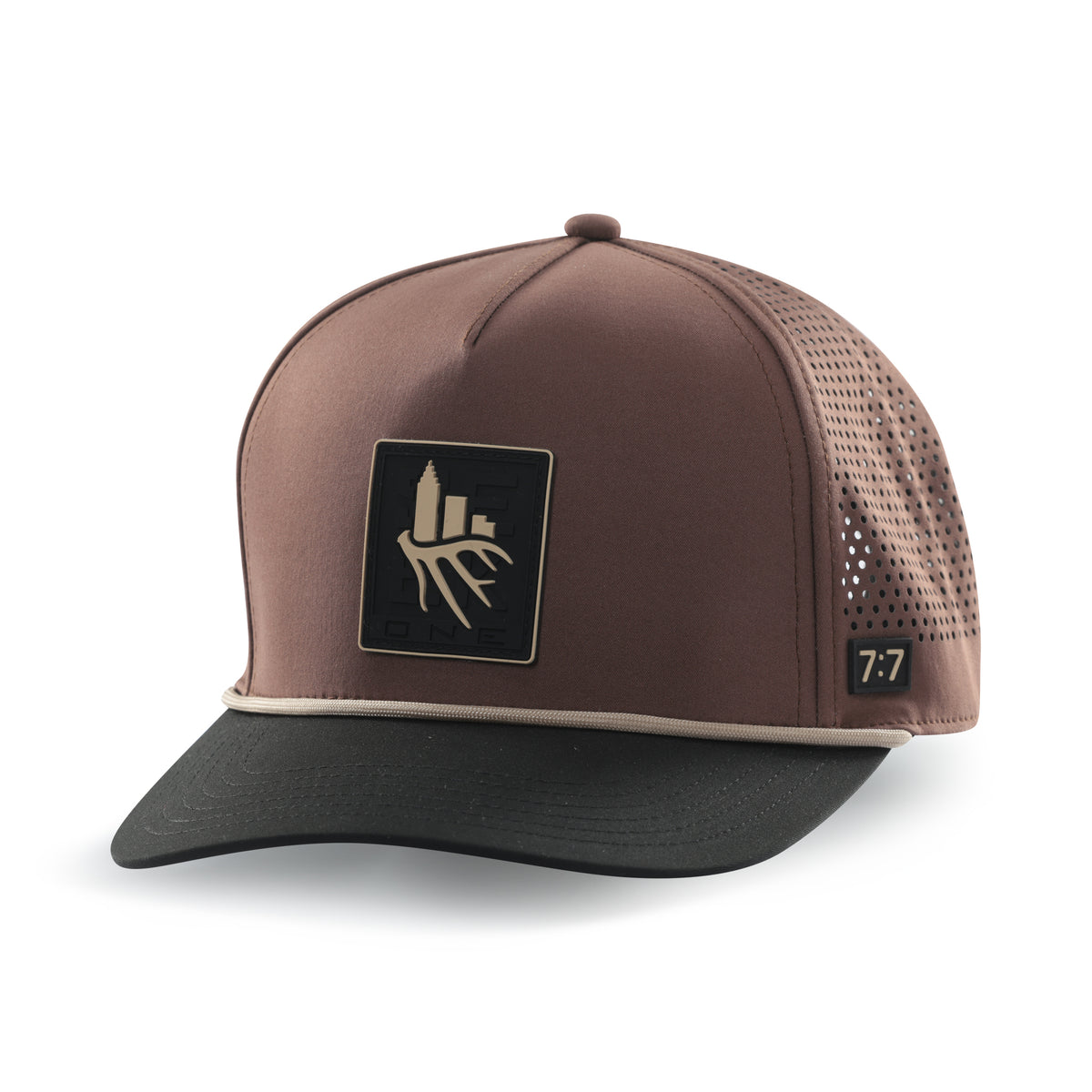 PVC Logo Performance Rope Hat - Brown Hat / Black Bill