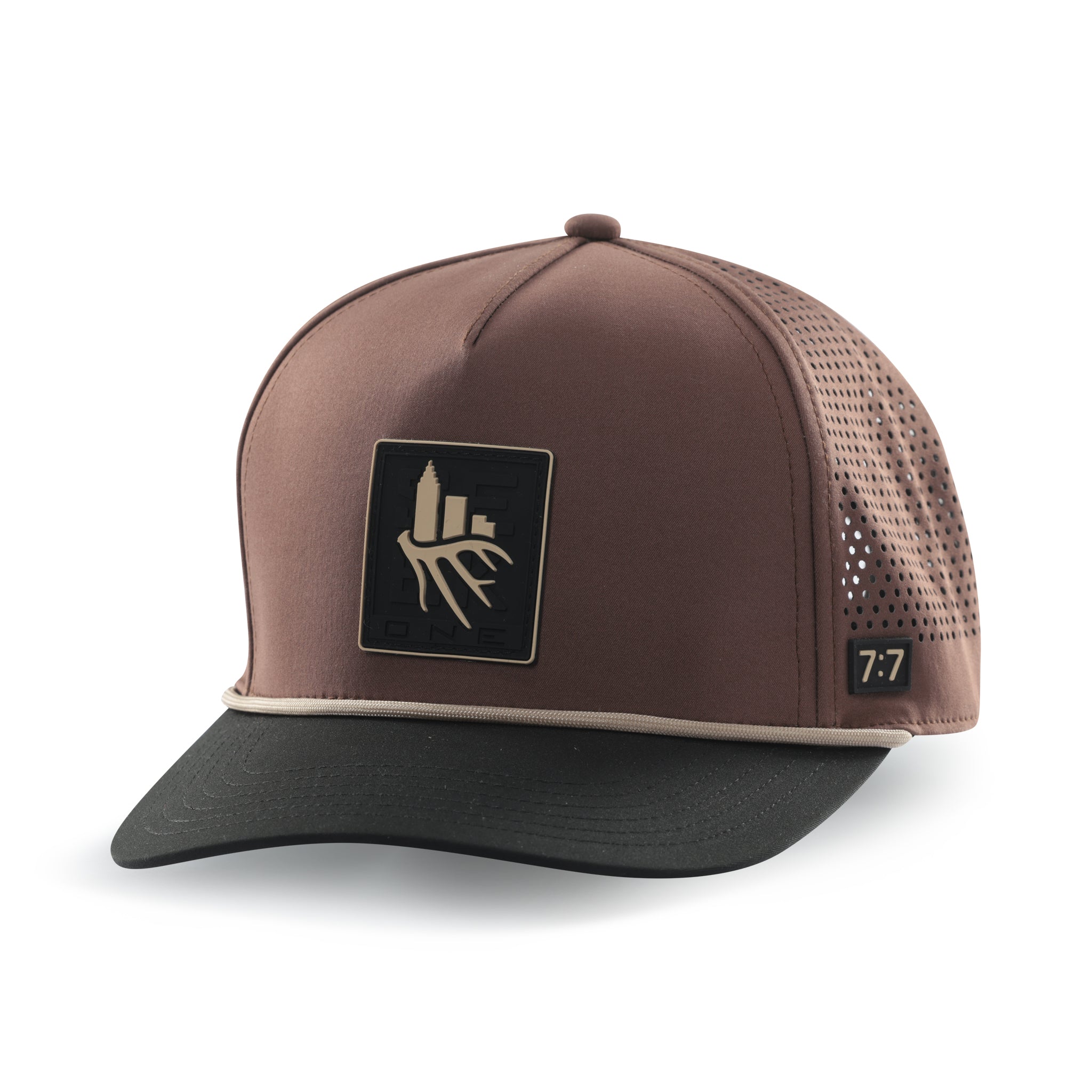 PVC Logo Performance Rope Hat - Brown Hat / Black Bill
